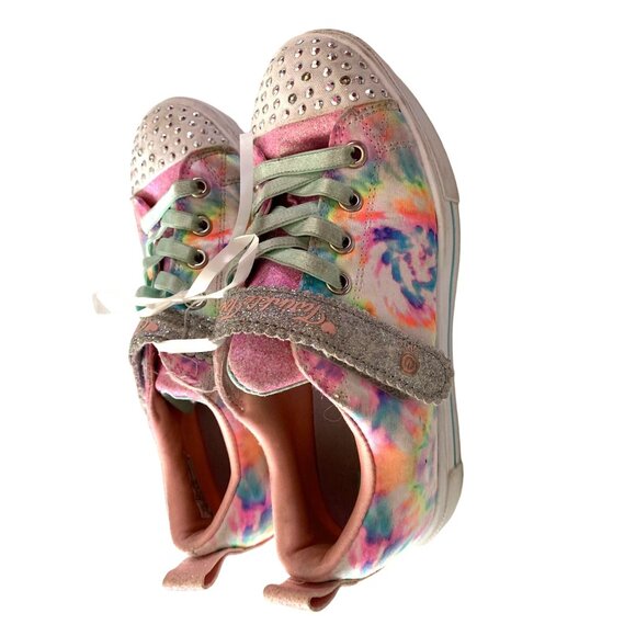 Skechers Twinkle Toes Girls Size 1.5 Pink Multicolor Sneaker Shoes Lights up - Picture 6 of 8